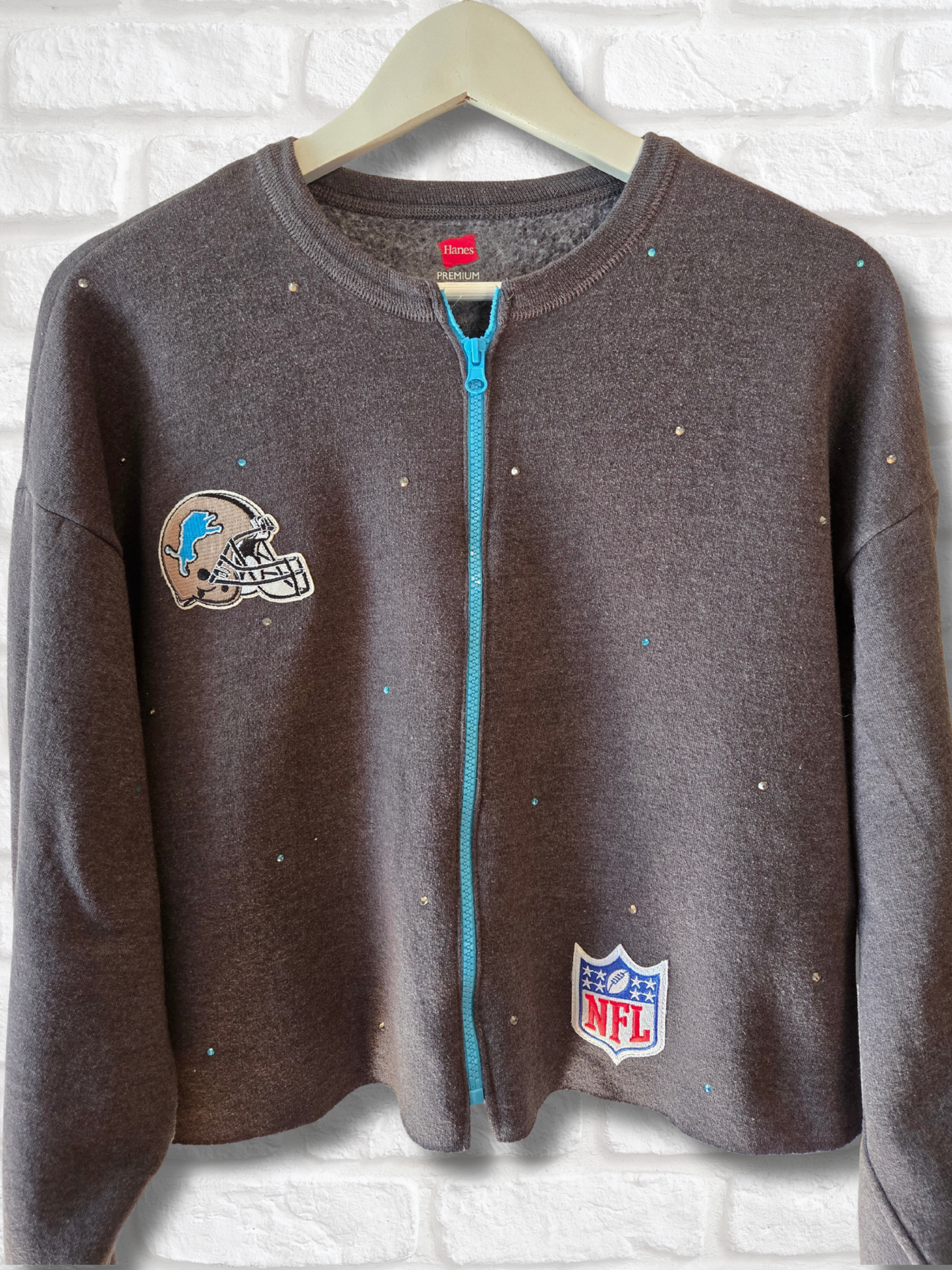 Detroit Lions Crop Zip-Up Sweatshirt