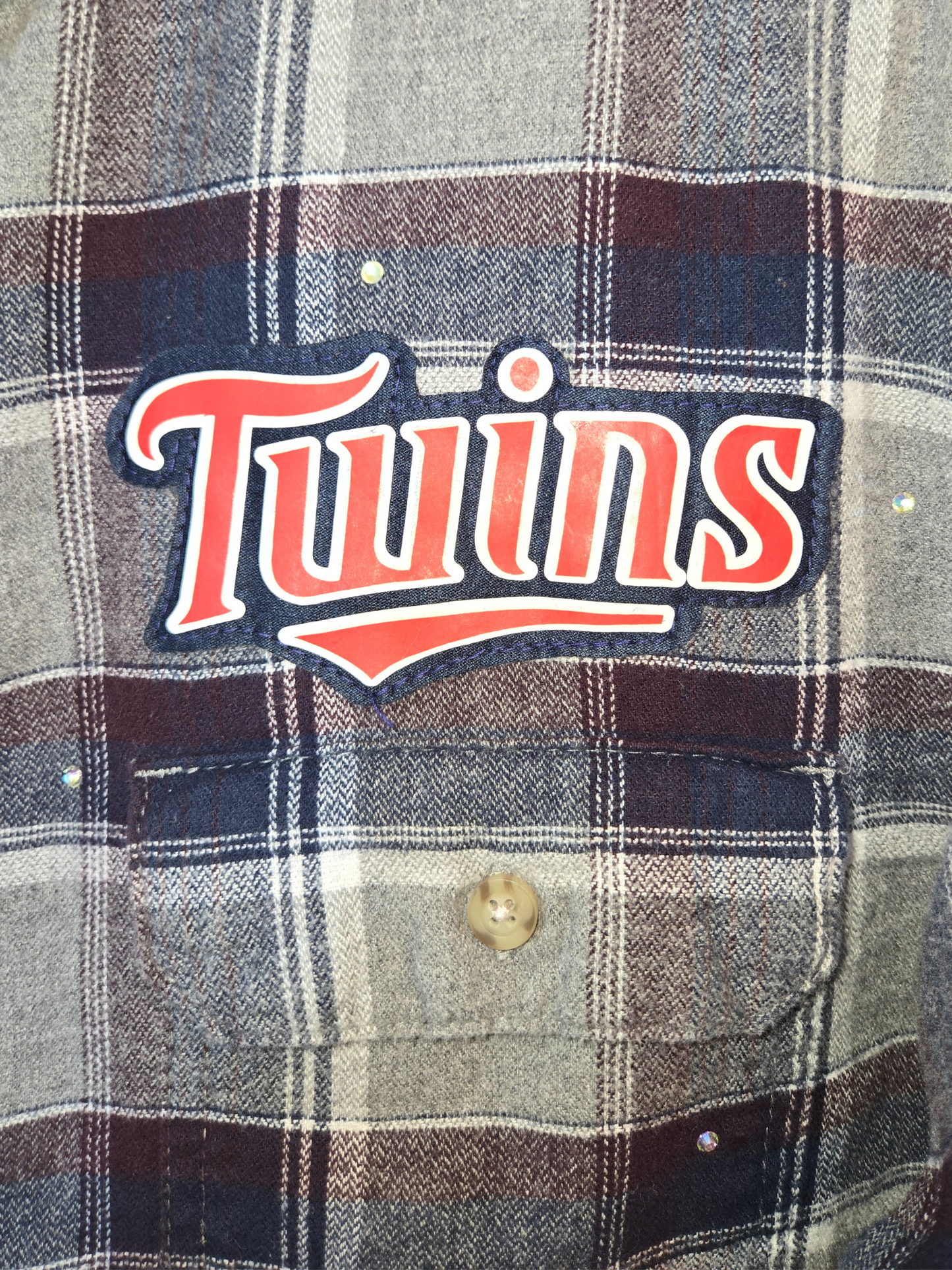 Minnesota Twins Rhinestone Crop Flannel