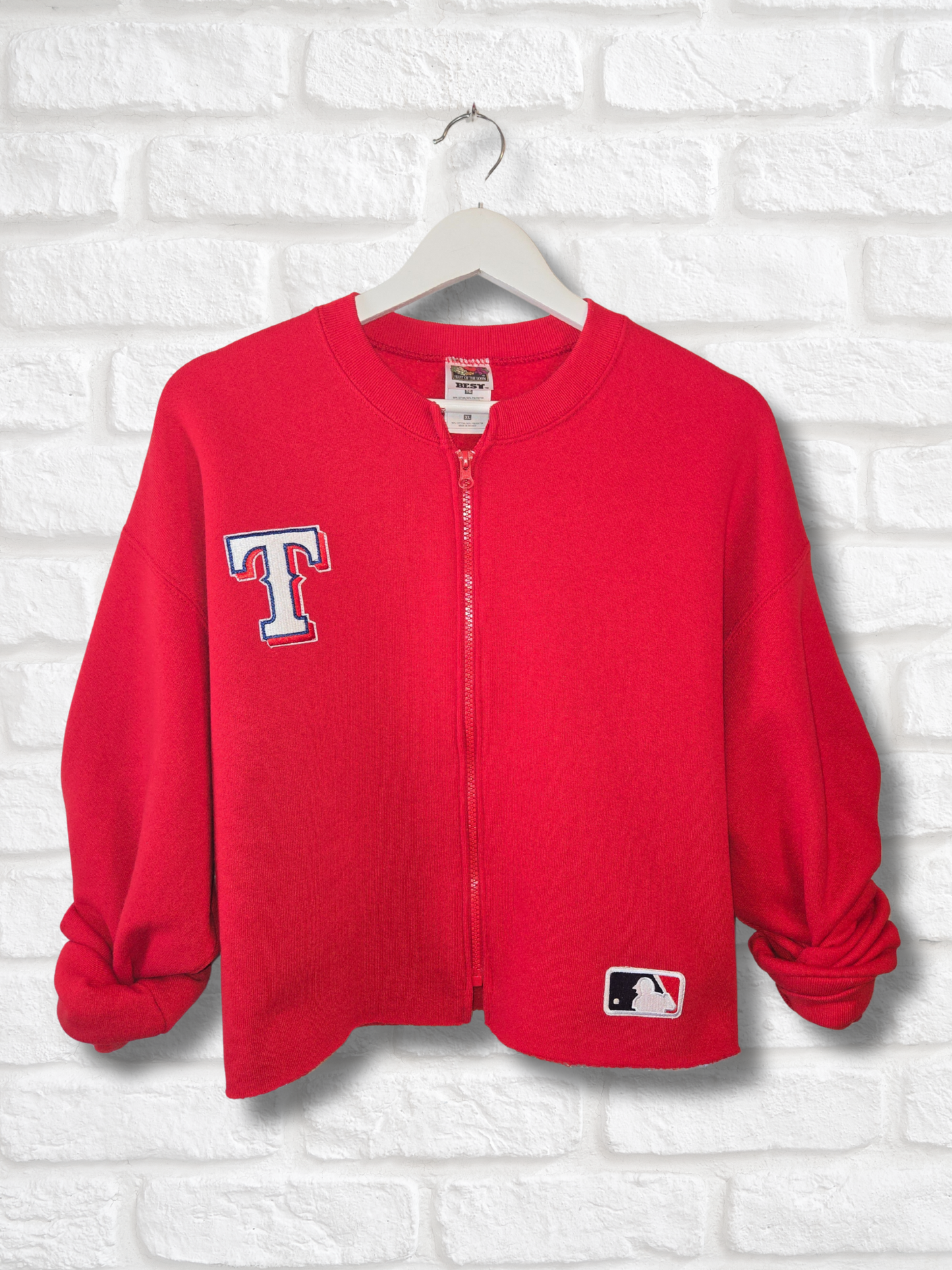 Texas Rangers Zip-Up Crop Sweatshirt