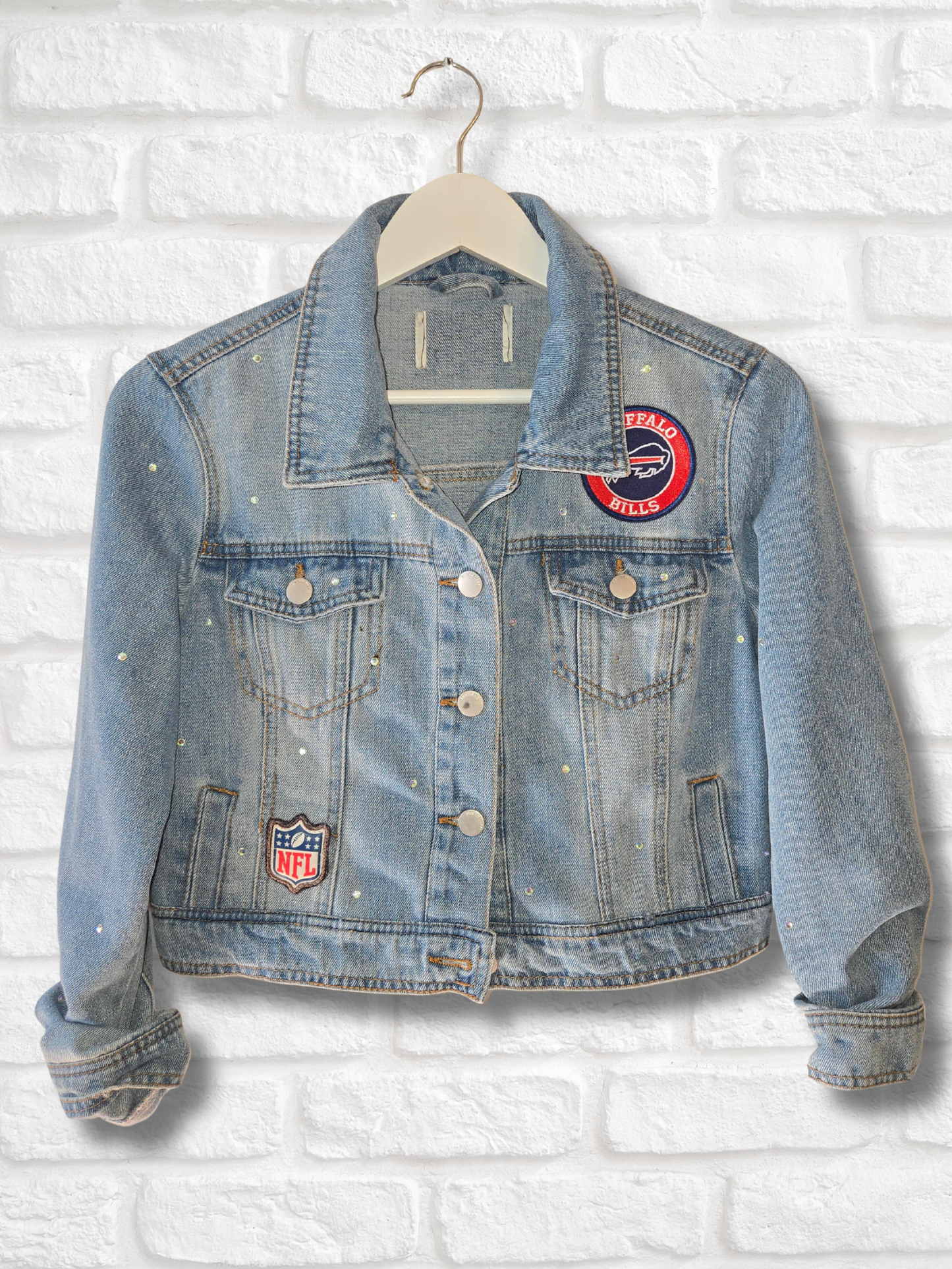 Buffalo Bills Rhinestone Crop Denim Jacket