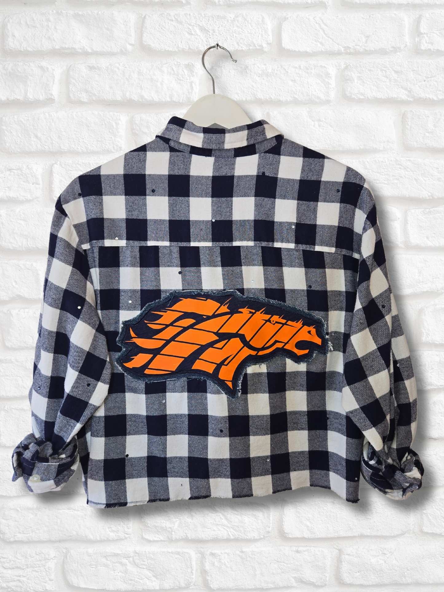 Denver Broncos Rhinestone Crop Flannel