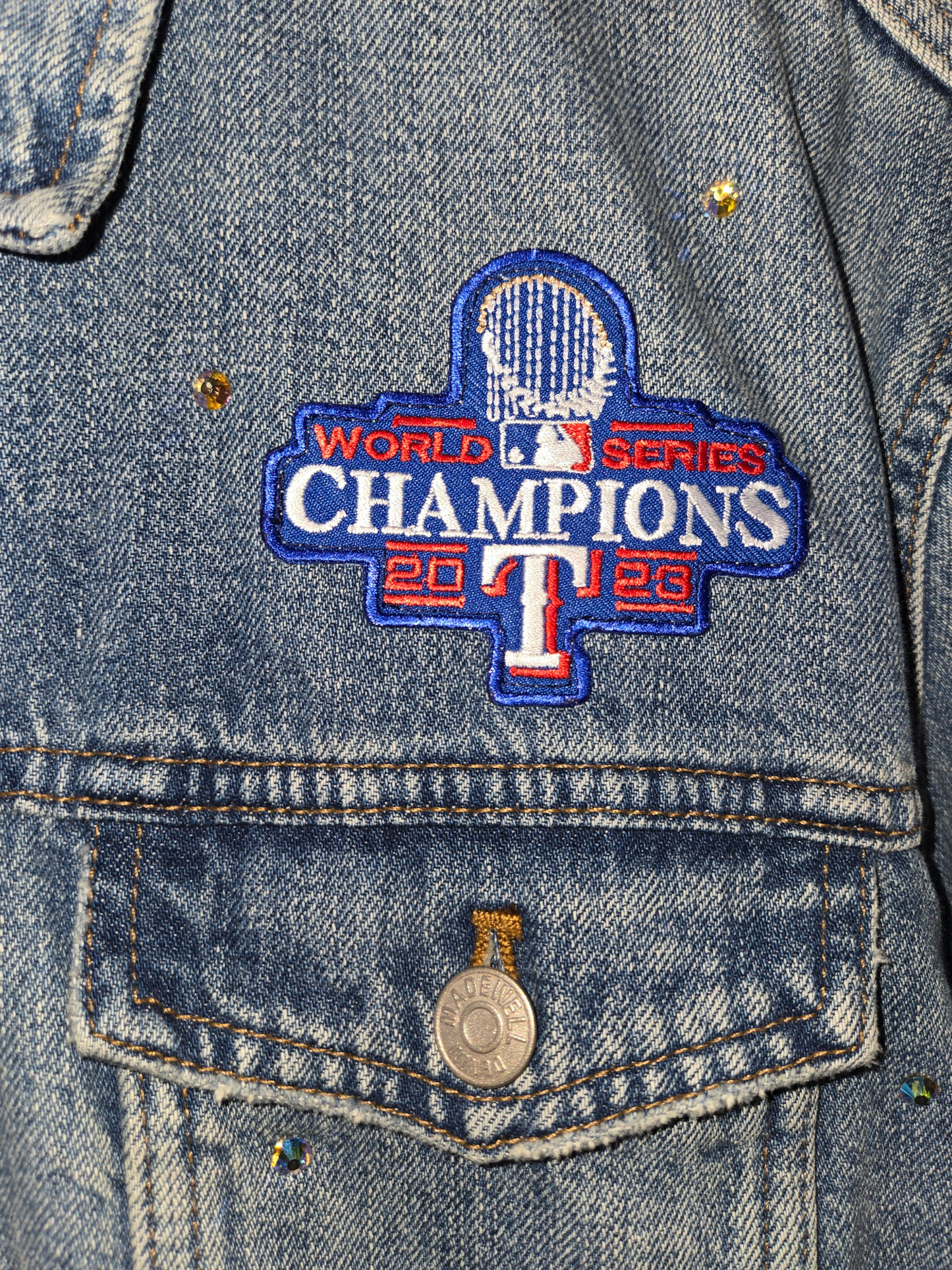 Texas Rangers Crop Denim Jacket