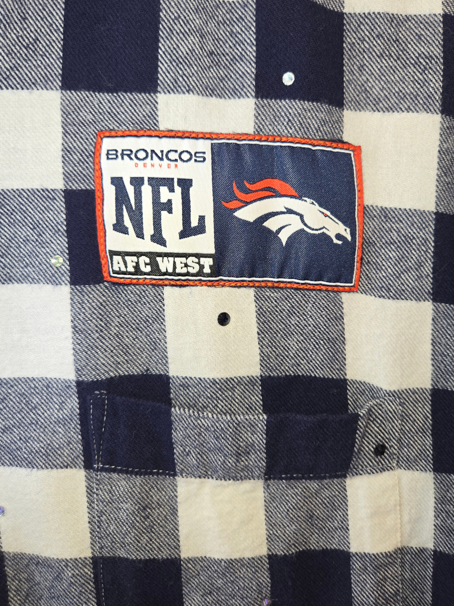 Denver Broncos Rhinestone Crop Flannel