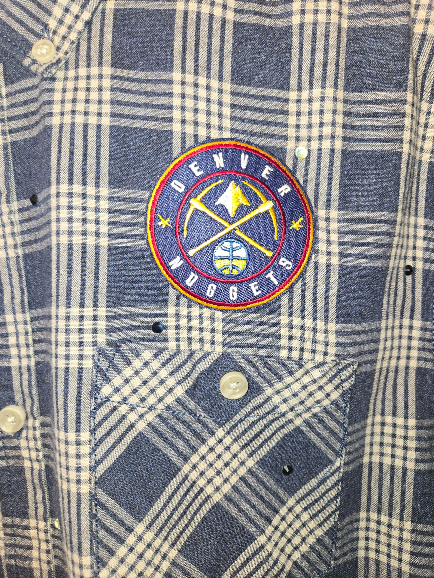 Denver Nuggets Rhinestone Crop Flannel