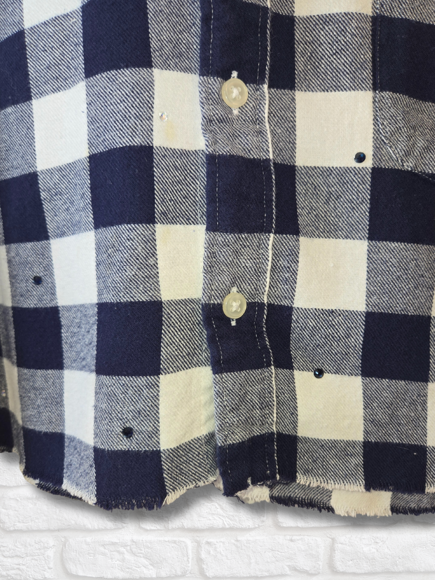 Denver Broncos Rhinestone Crop Flannel