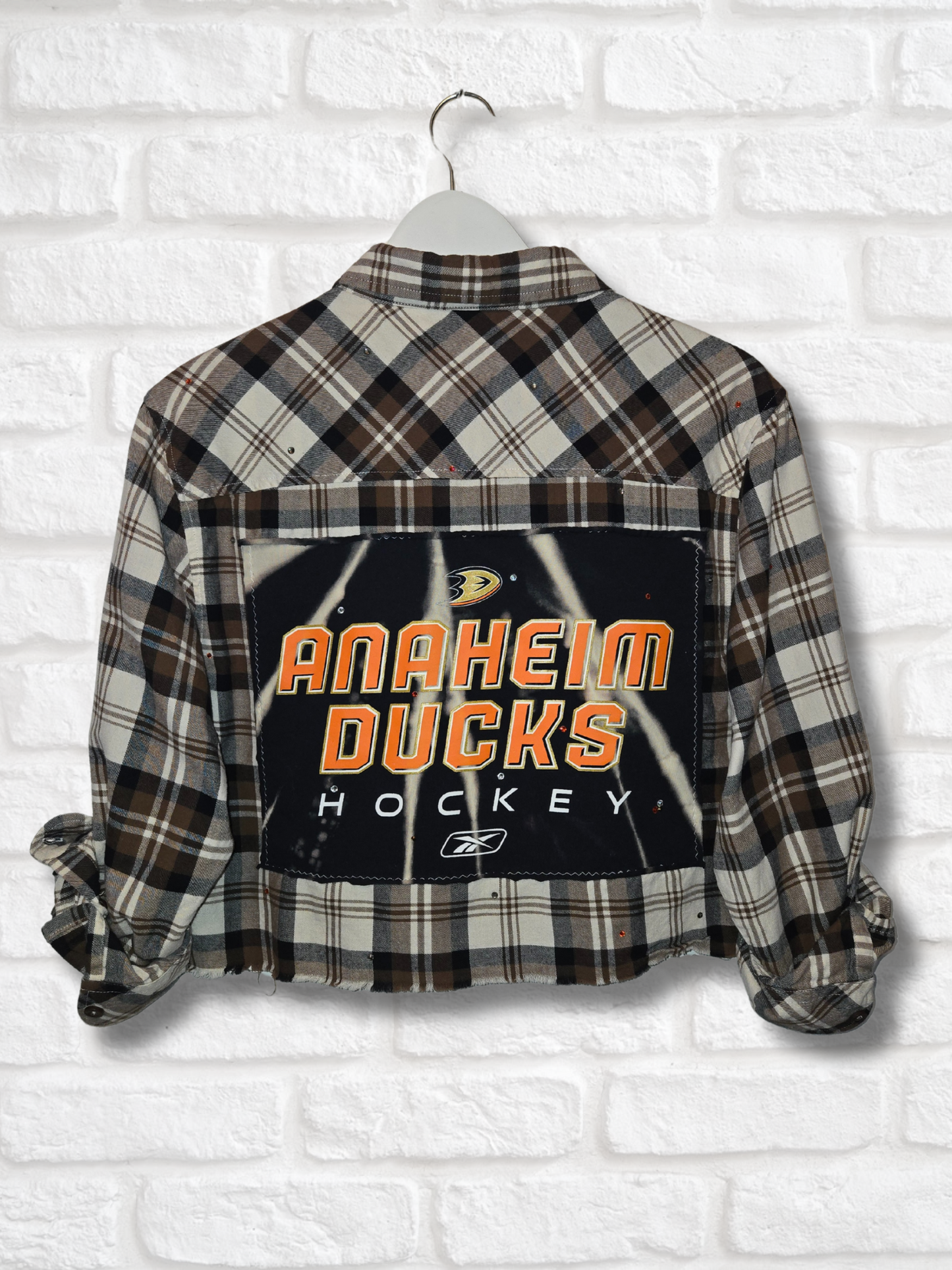 Anaheim Ducks Rhinestone Crop Flannel