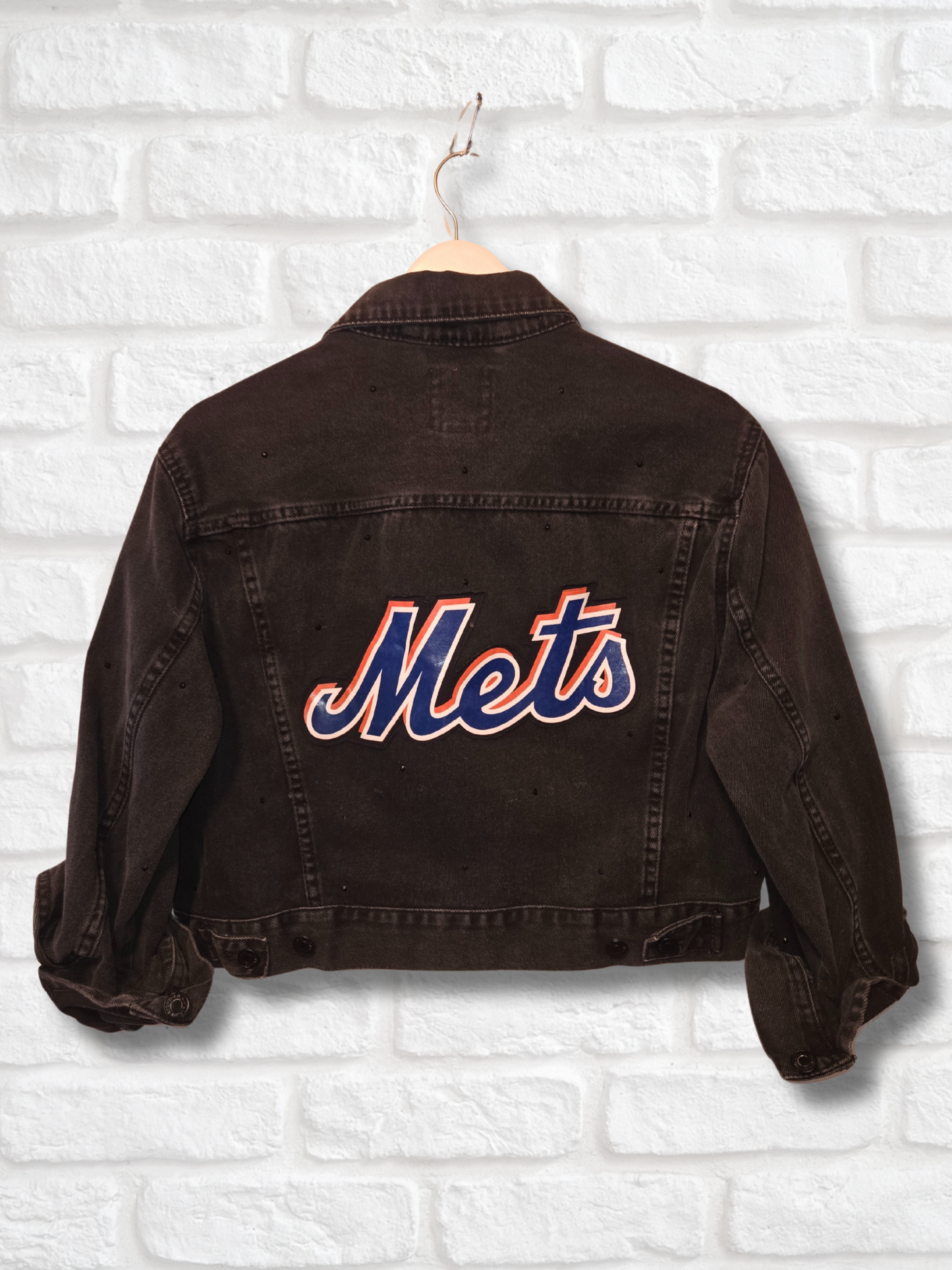 New York Mets Rhinestone Crop Jacket