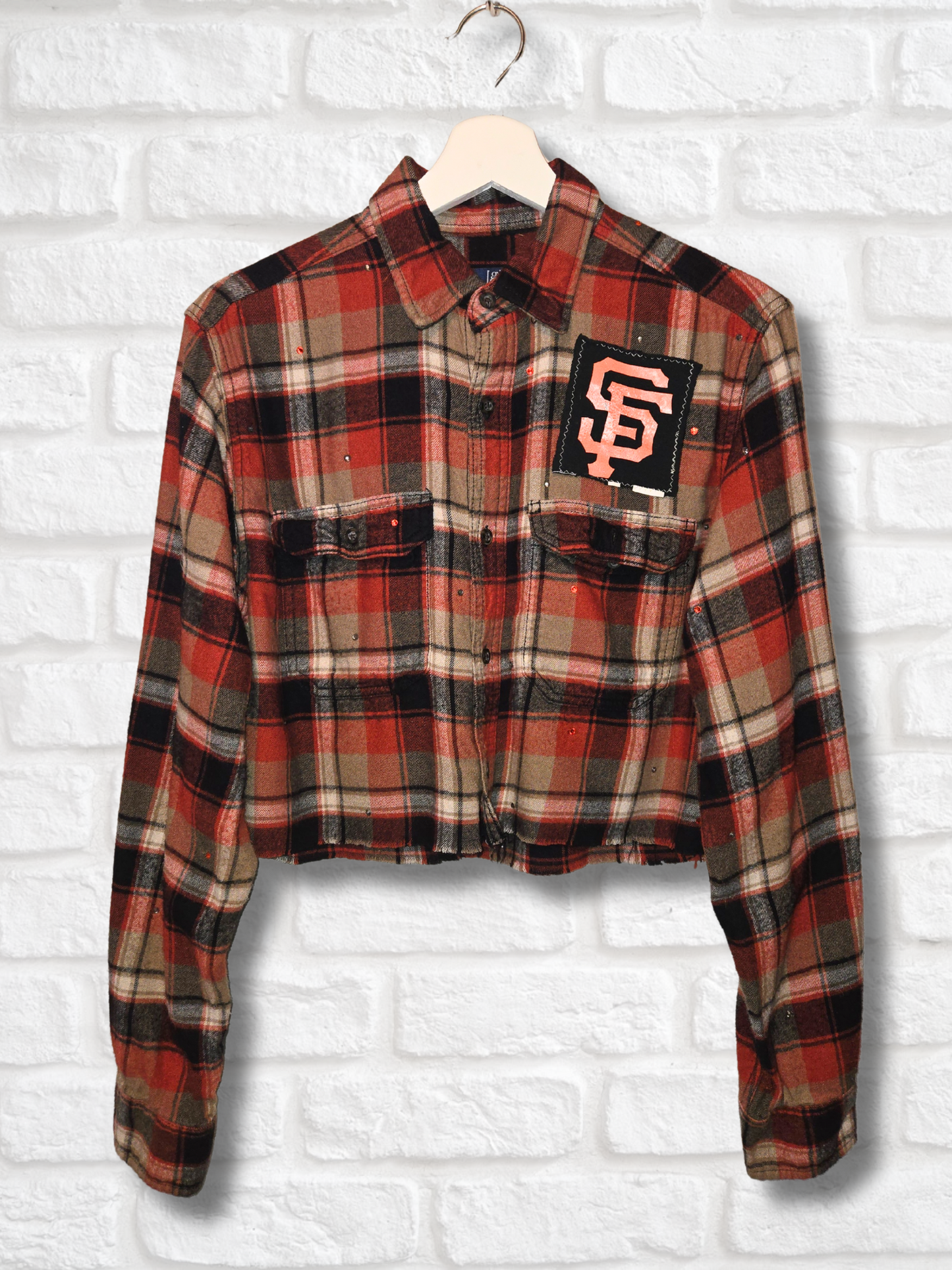 San Francisco Giants Rhinestone Crop Flannel
