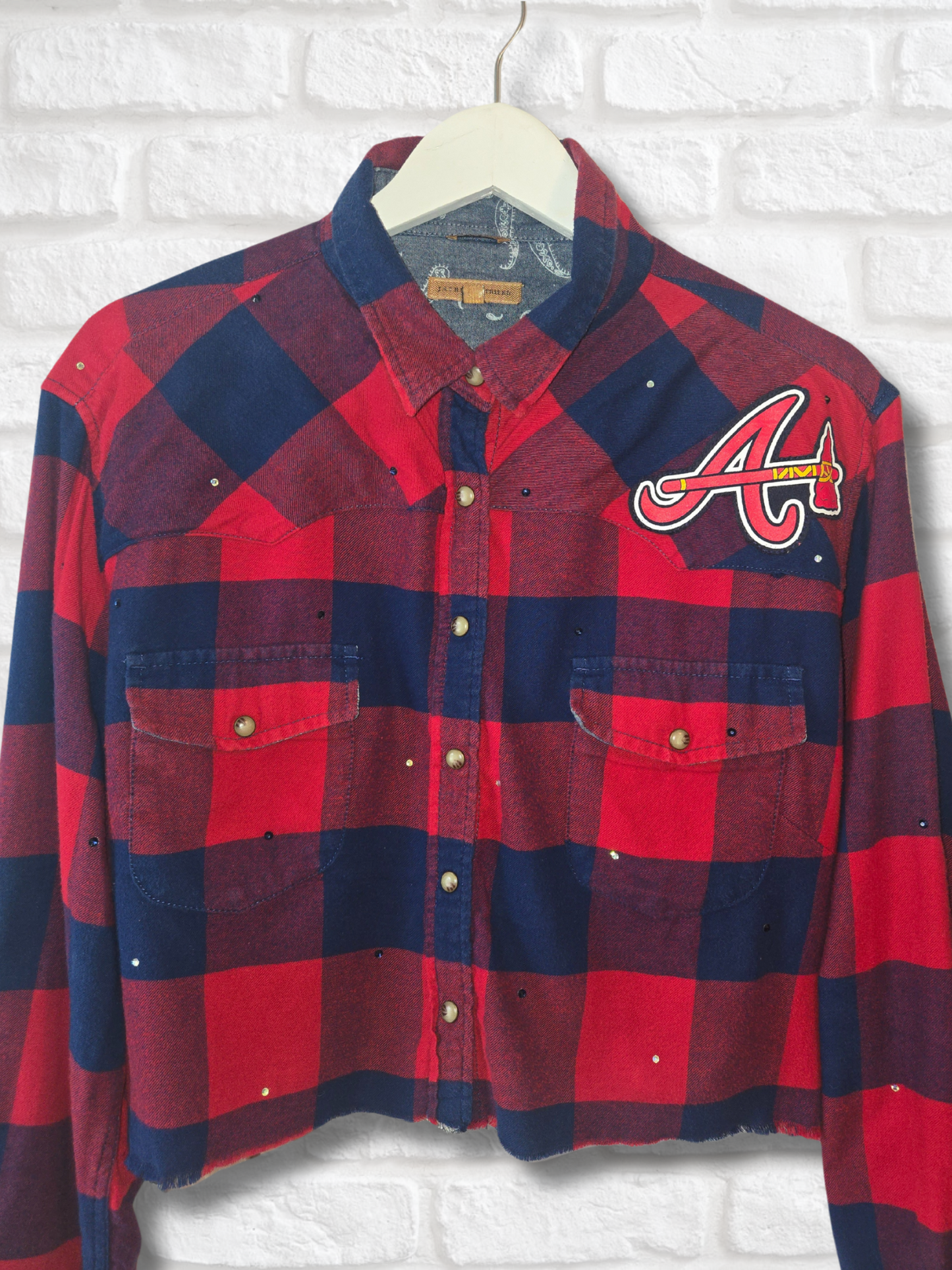 Atlanta Braves Crop Rhinestone Flannel