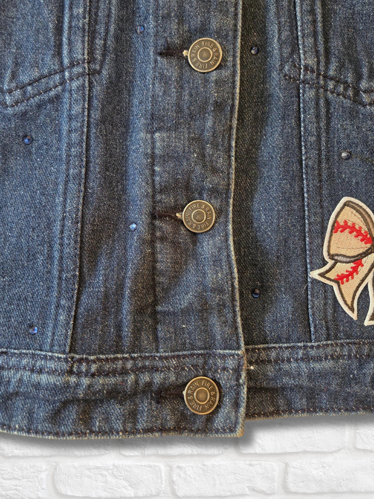 New York Yankees Rhinestone Crop Denim Jacket