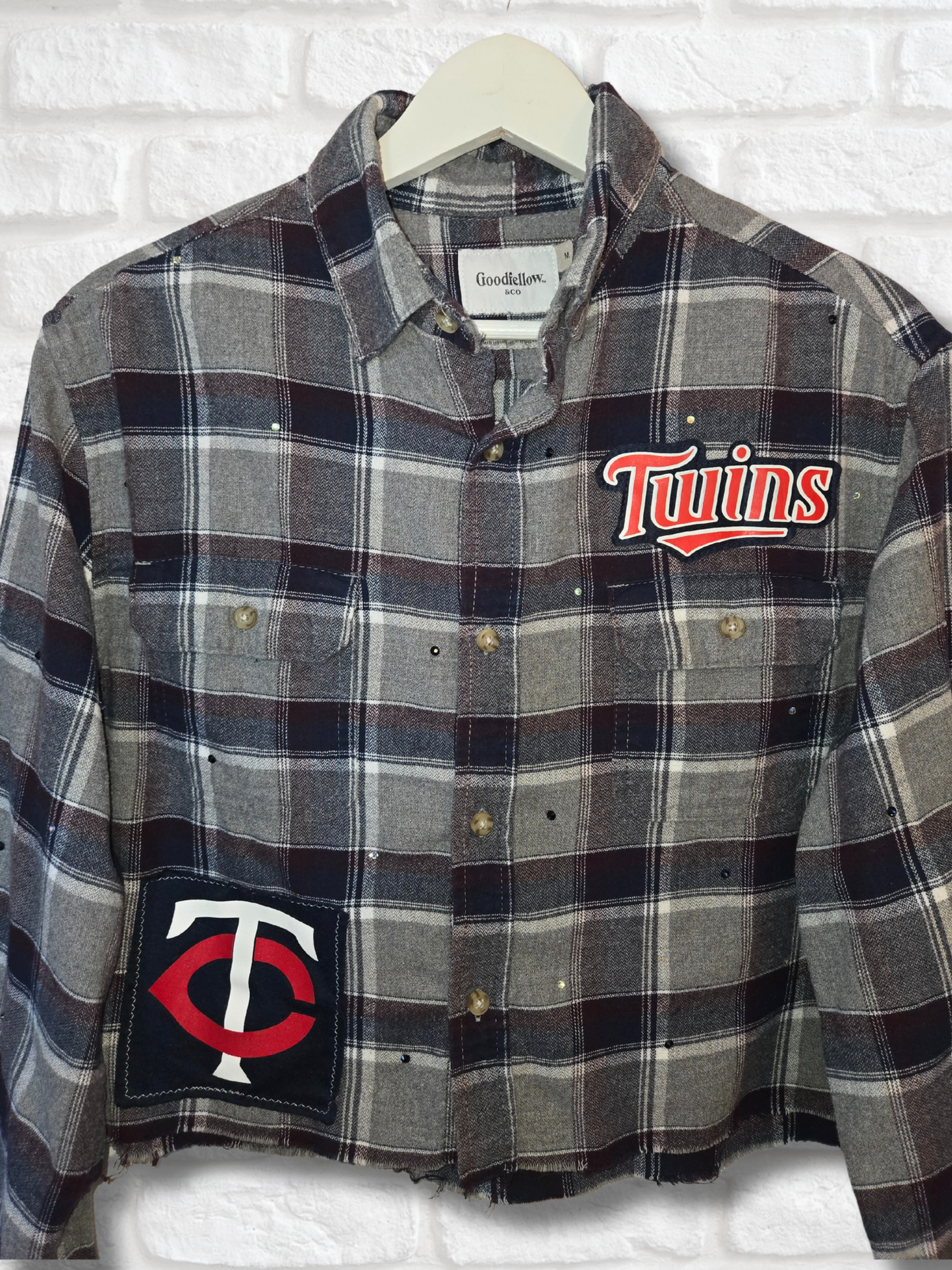 Minnesota Twins Rhinestone Crop Flannel