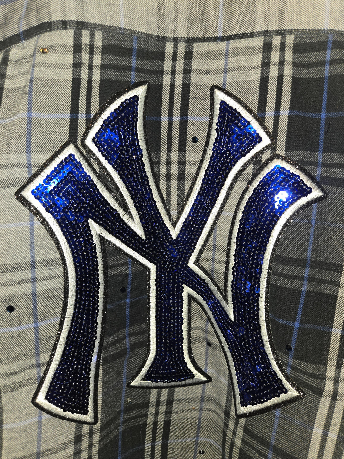 New York Yankees Rhinestone Crop Flannel
