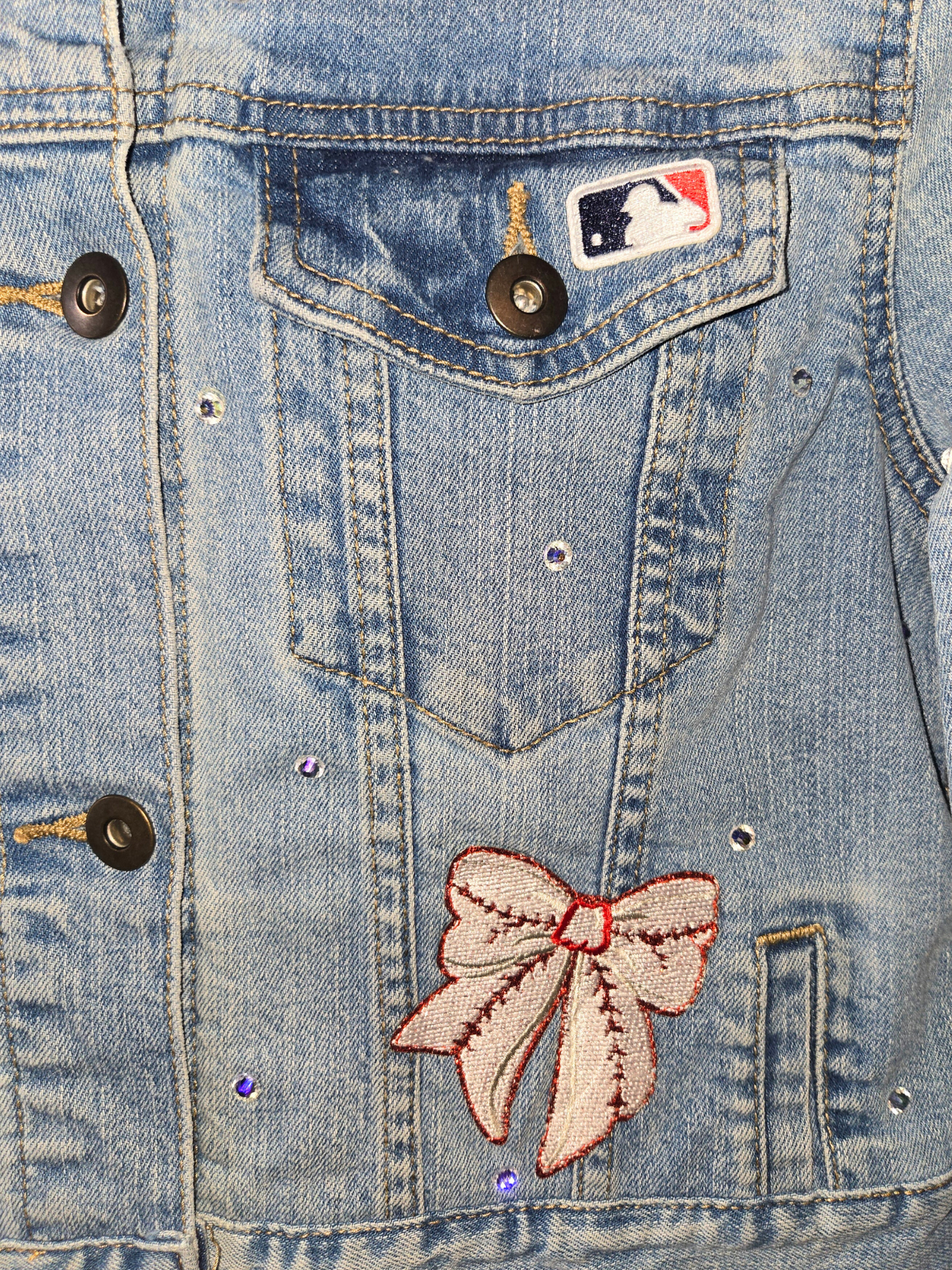 Toronto Blue Jays Rhinestone Crop Denim Jacket