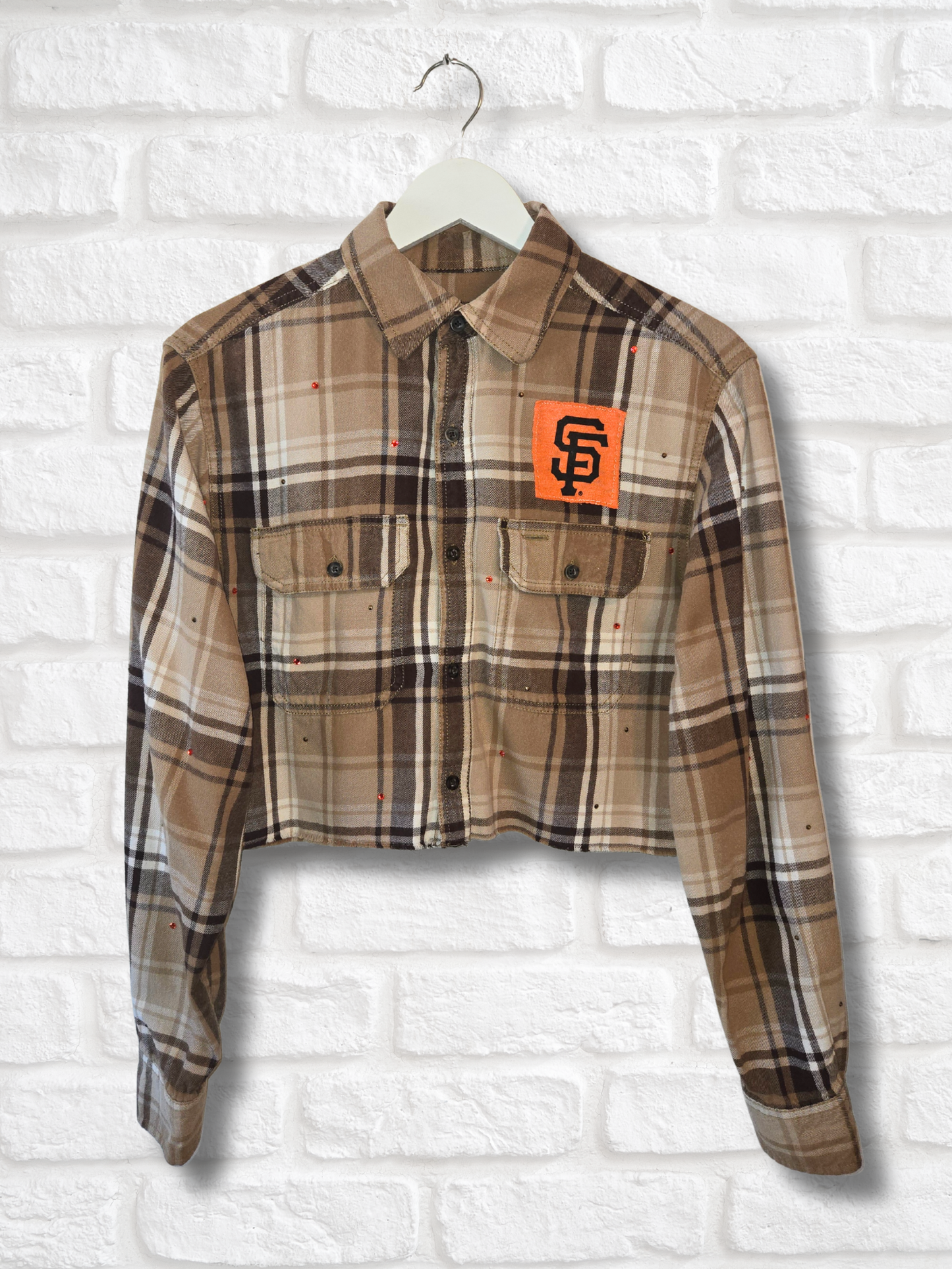 San Francisco Giants Rhinestone Crop Flannel