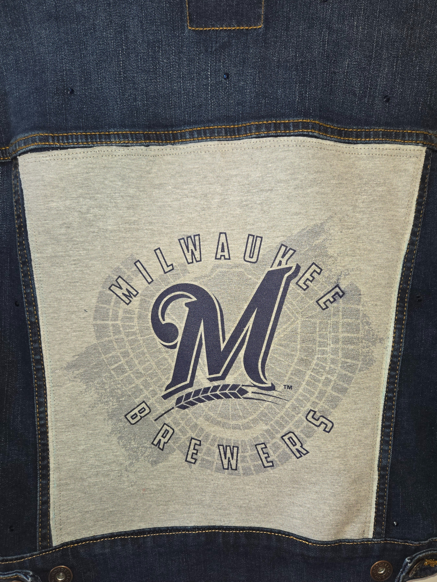 Milwaukee Brewers Rhinestone Crop Denim Jacket