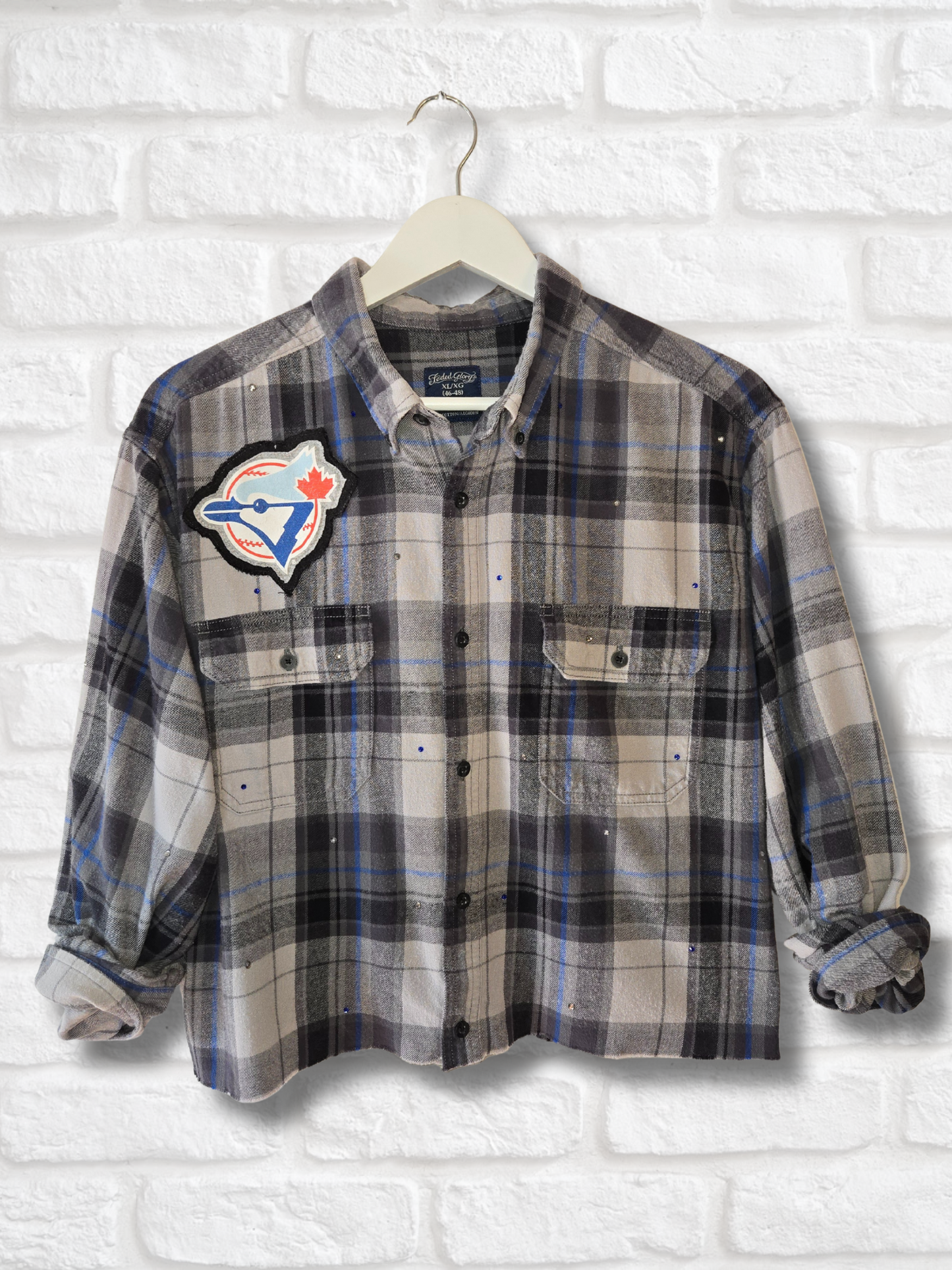 Toronto Blue Jays Rhinestone Crop Flannel