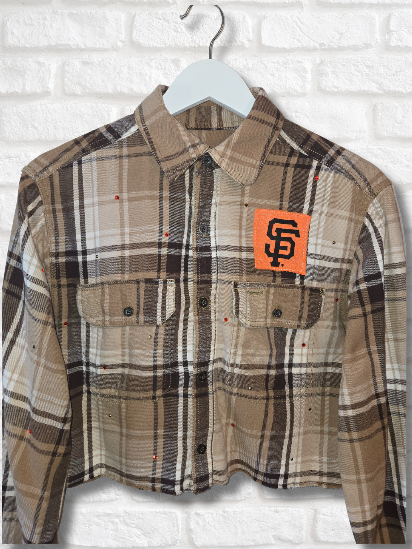 San Francisco Giants Rhinestone Crop Flannel