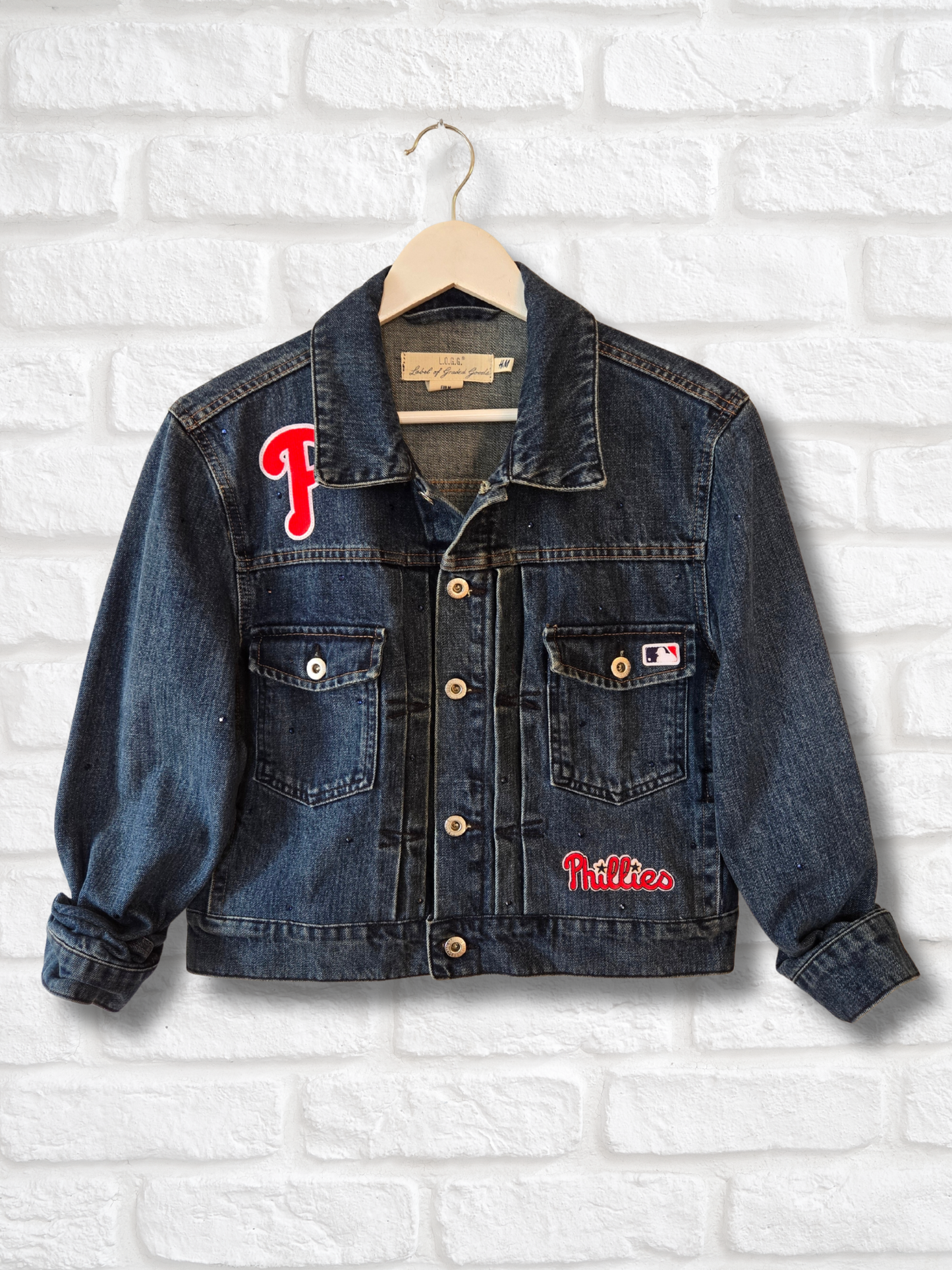 Philadelphia Phillies Rhinestone Crop Denim Jacket