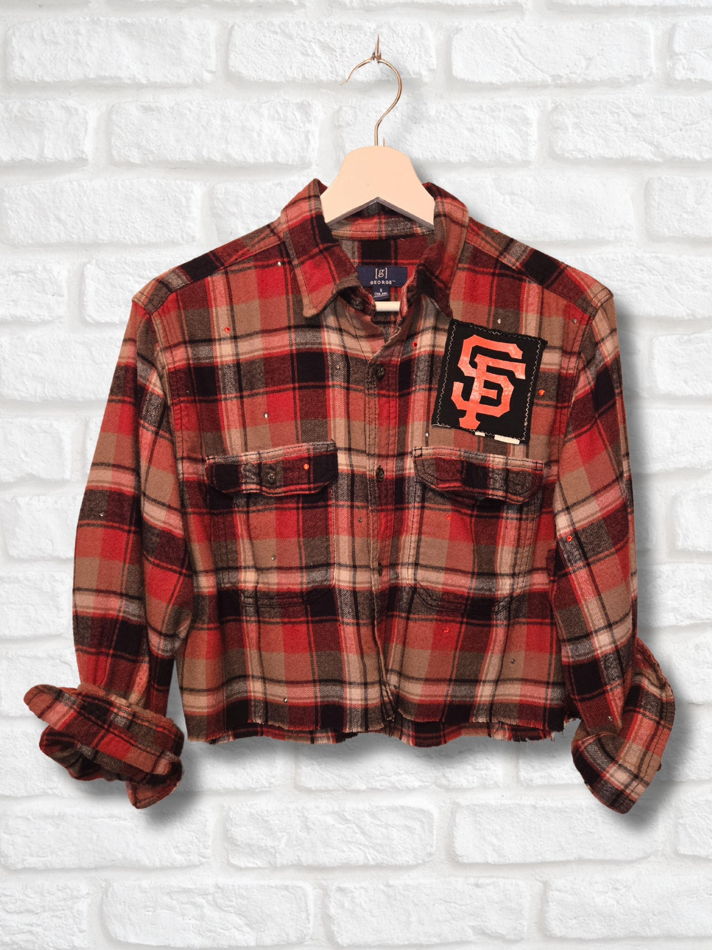 San Francisco Giants Rhinestone Crop Flannel
