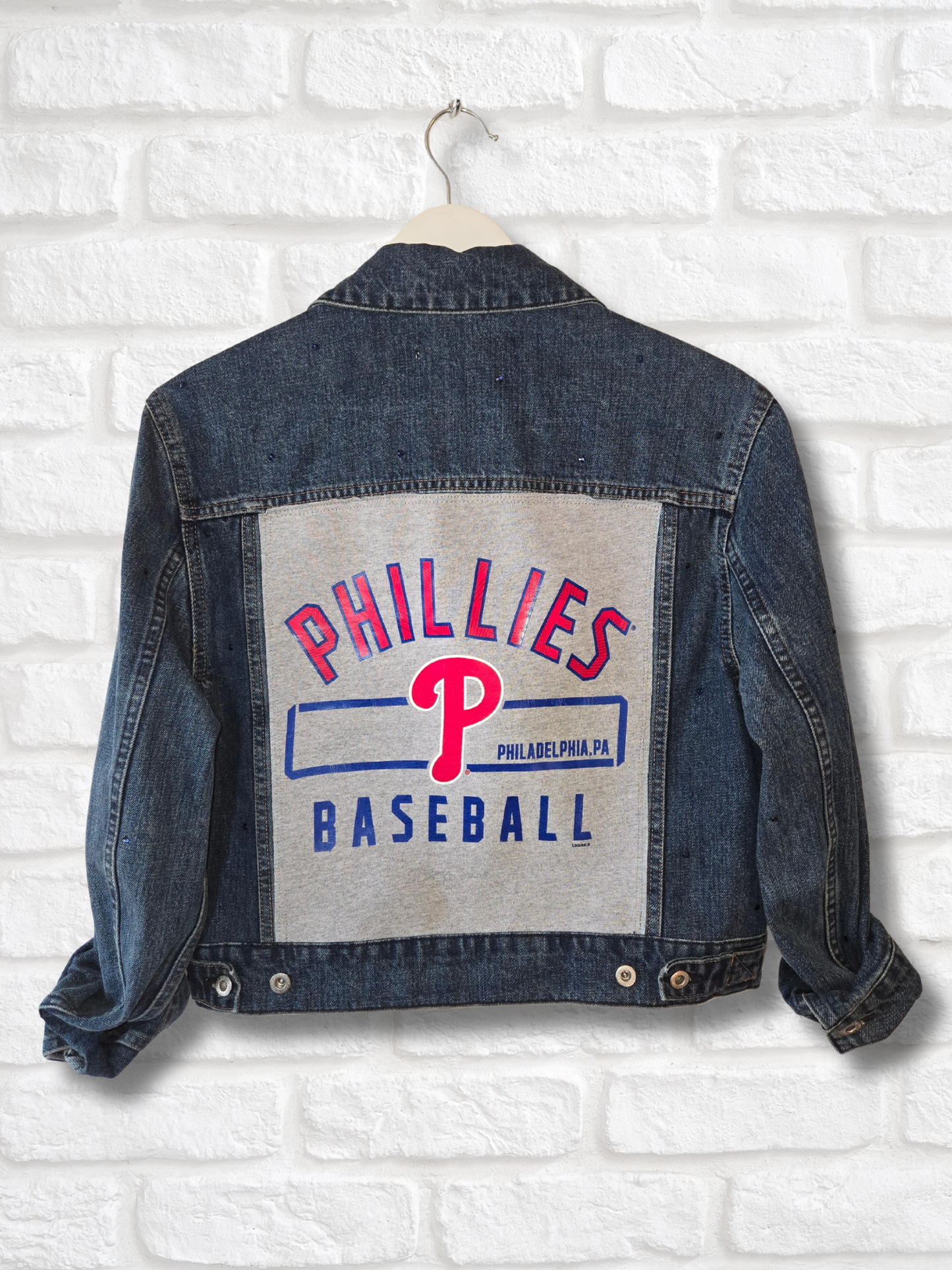 Philadelphia Phillies Rhinestone Crop Denim Jacket
