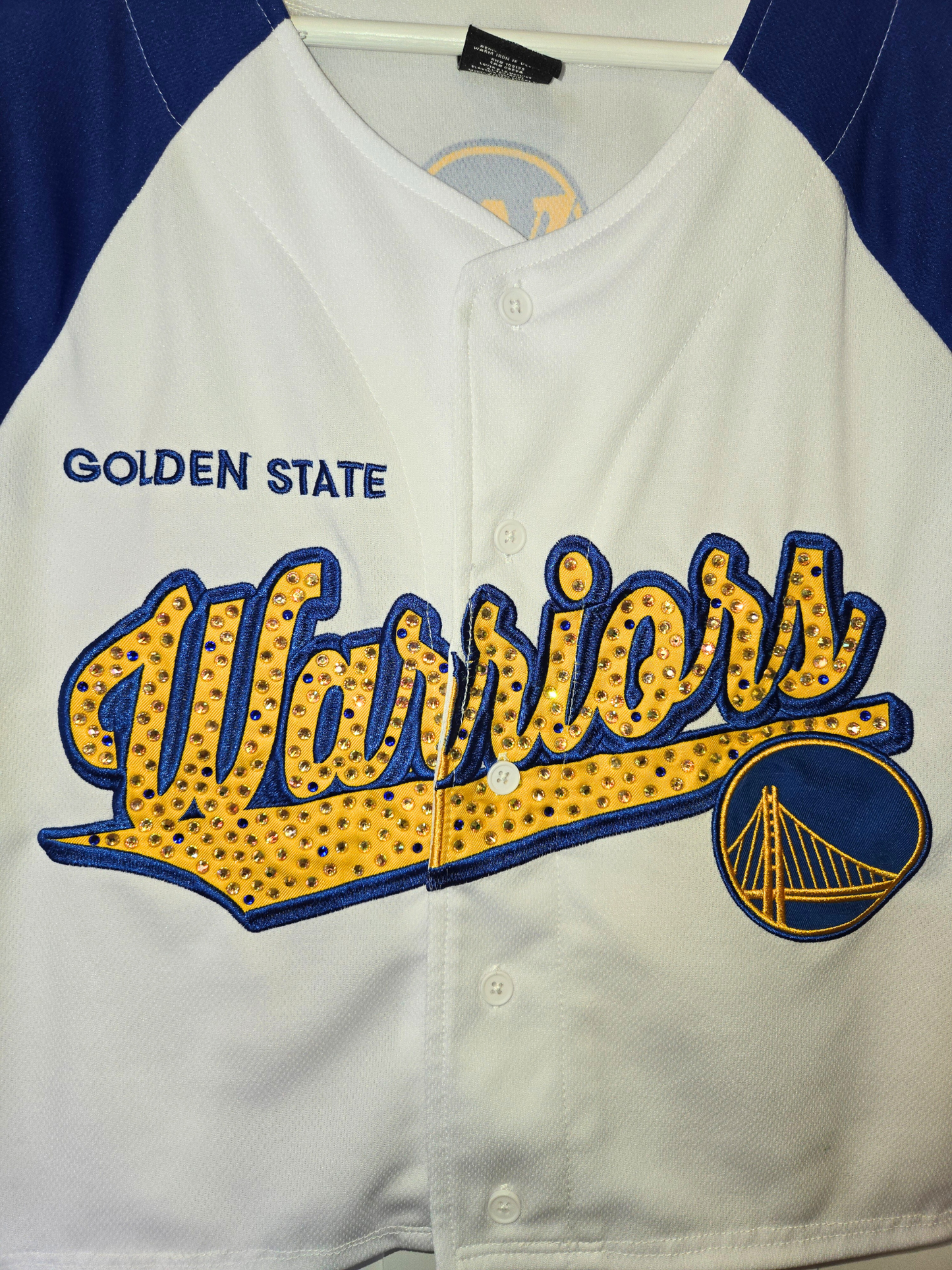 Golden State Warriors Crop Rhinestone Jersey