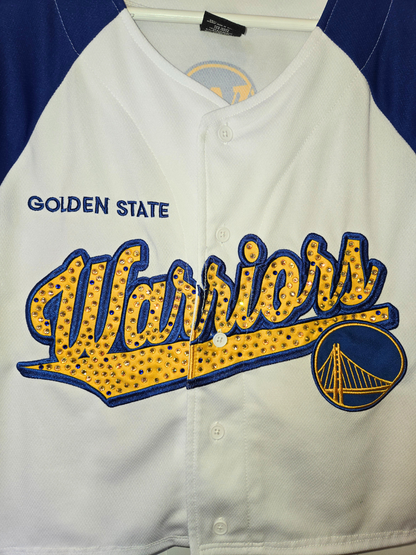 Golden State Warriors Crop Rhinestone Jersey