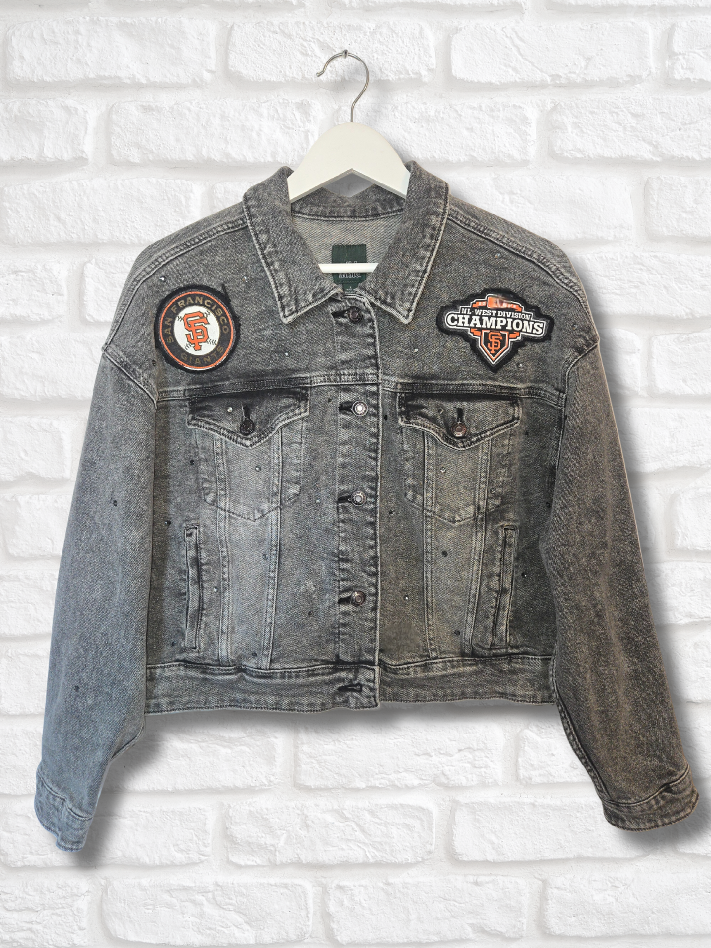 San Francisco Giants Crop Rhinestone Denim Jacket