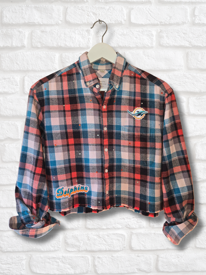 Miami Dolphins Crop Flannel