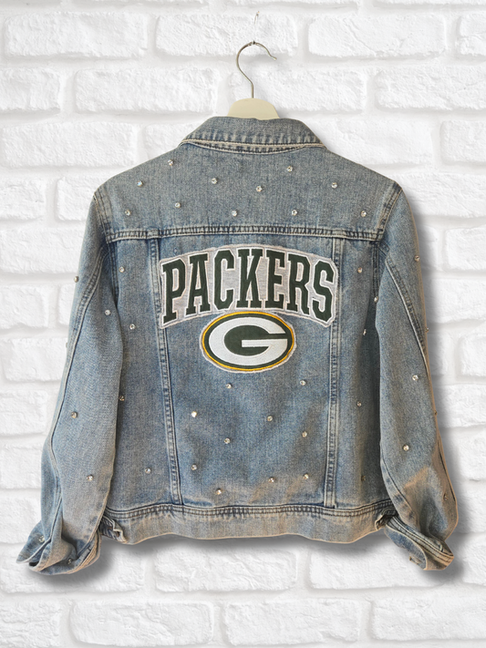 Green Bay Packers Rhinestone Denim Jacket