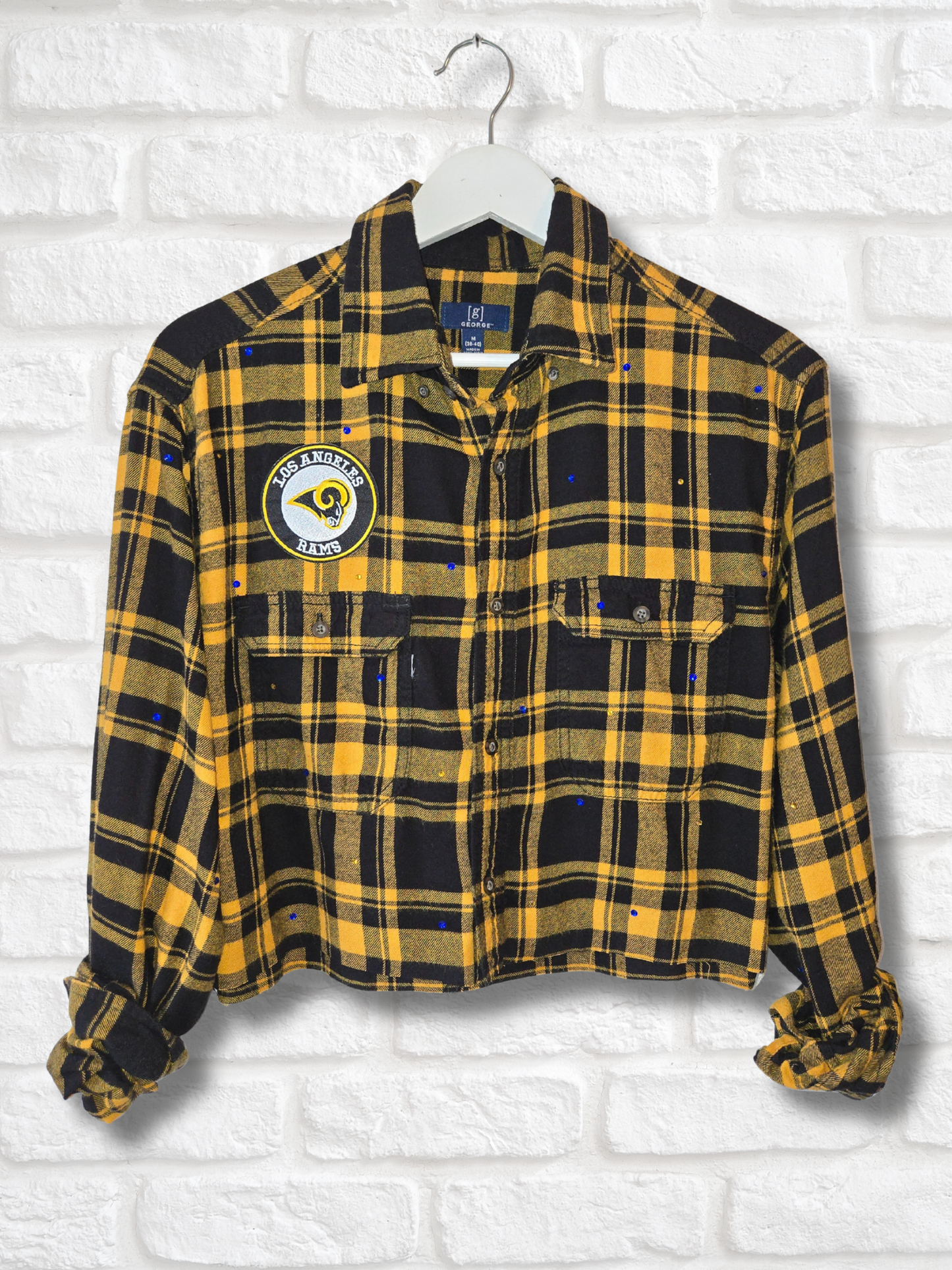 Los Angeles Rams Rhinestone Crop Flannel