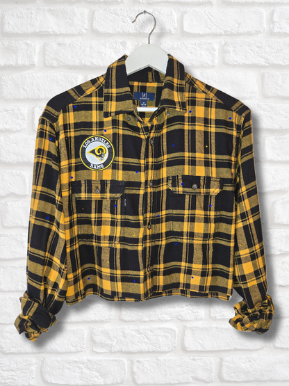 Los Angeles Rams Rhinestone Crop Flannel