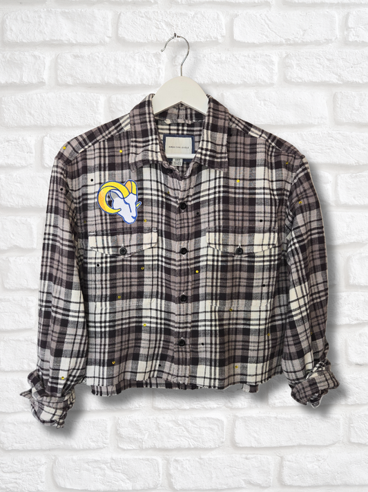 Los Angeles Rams Rhinestone Crop Flannel
