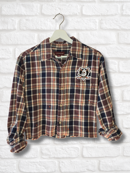 Anaheim Ducks Rhinestone Crop Flannel