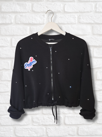 Los Angeles Dodgers Crop Zip-Up Sweatshirt - Medium
