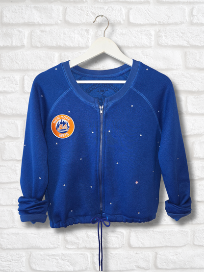 New York Mets Crop Zip-Up Sweatshirt - Small