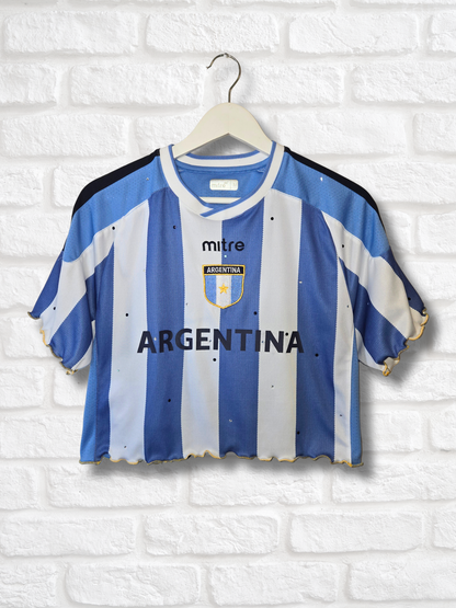 Team Argentina Ruffle Crop Top- Medium