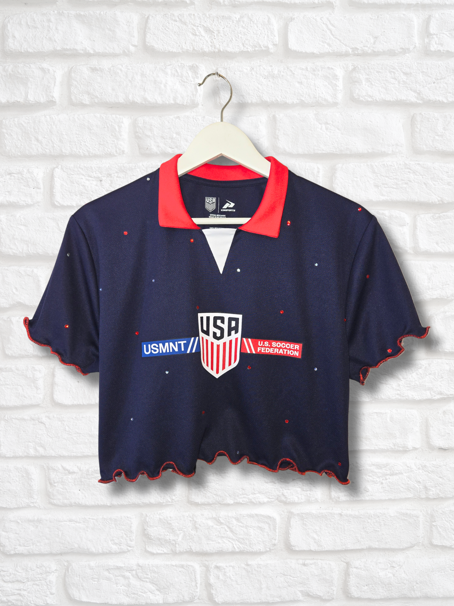 Team USA Ruffle Crop Top- Small