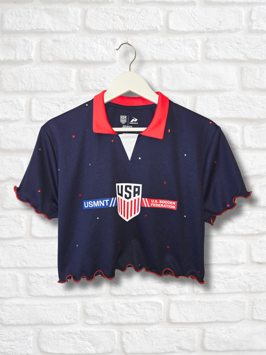 Team USA Ruffle Crop Top- Small