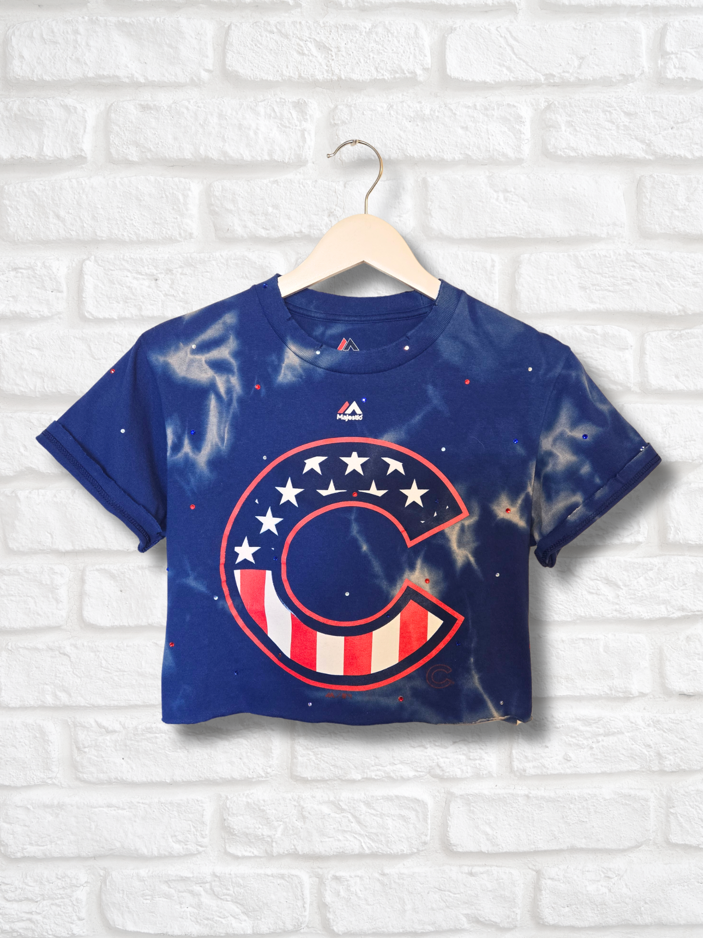 Chicago Cubs Stars & Stripes Crop Top- Small