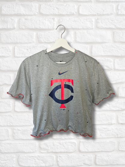 Minnesota Twins Ruffle Crop Top - Large
