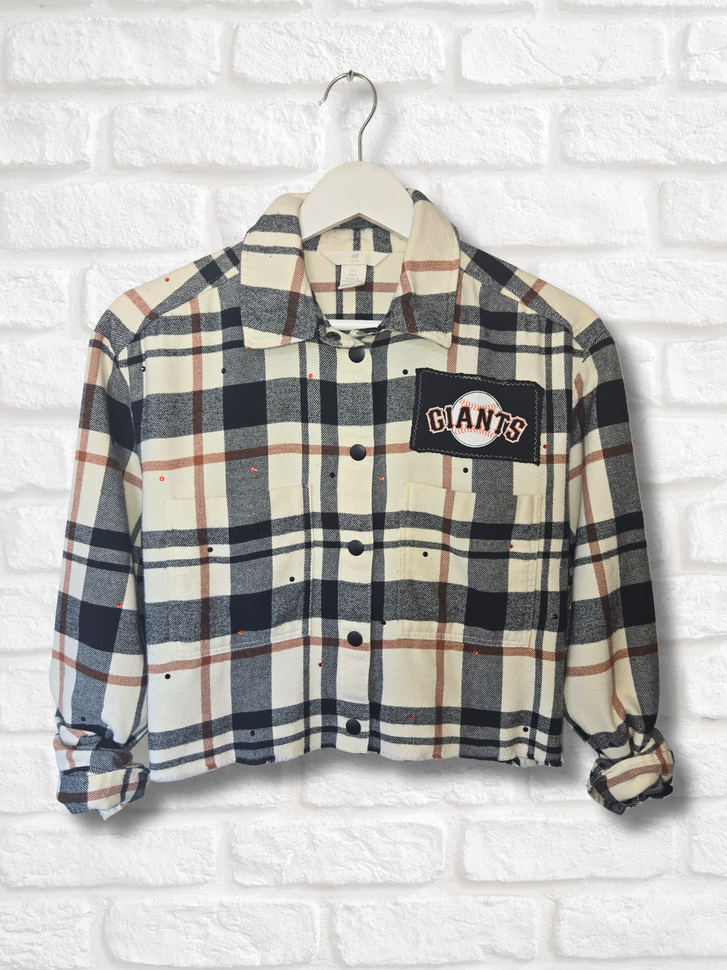 San Francisco Giants Rhinestone Crop Flannel - Small