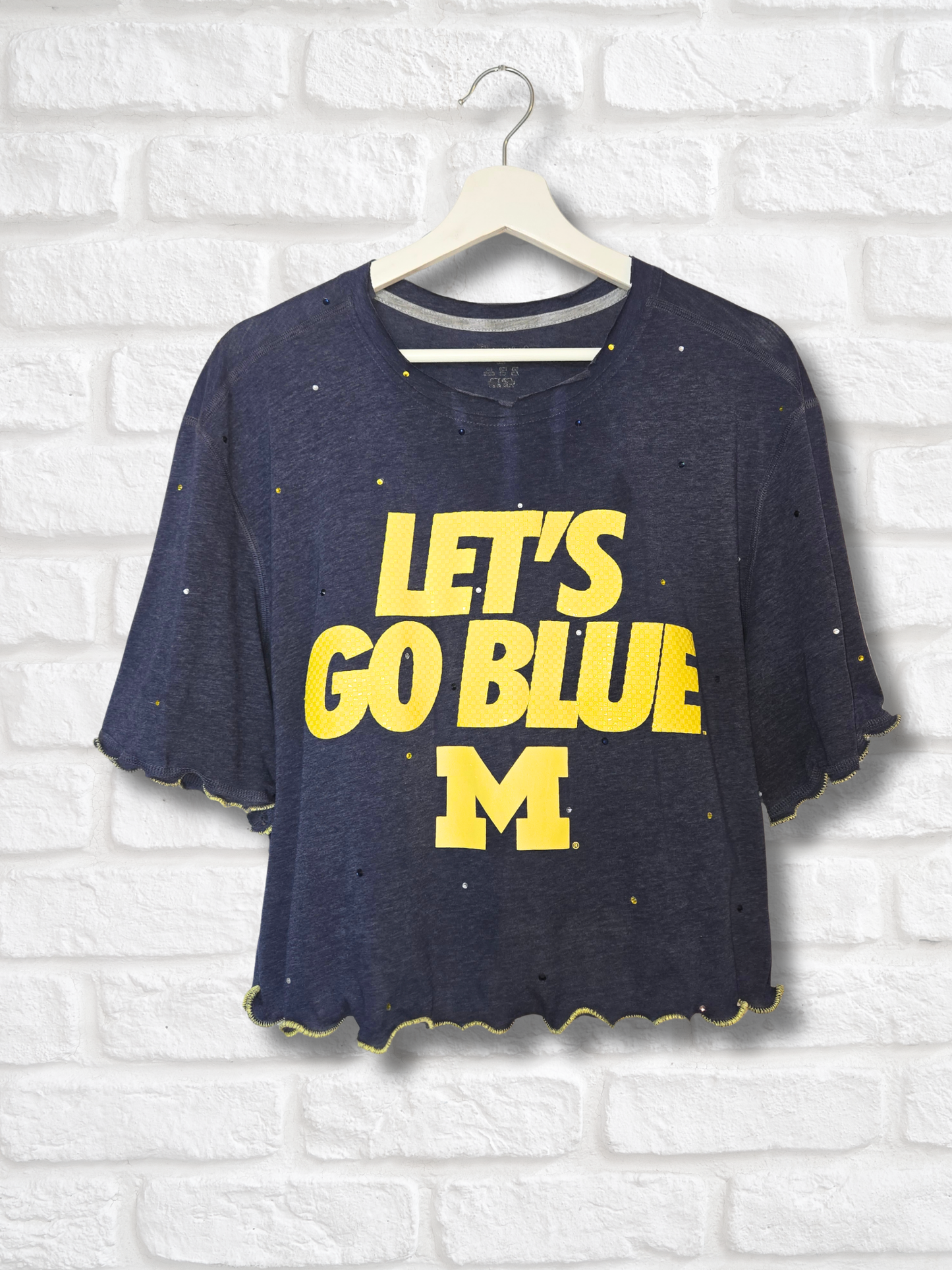 Michigan Wolverines Ruffle Crop Top - XL
