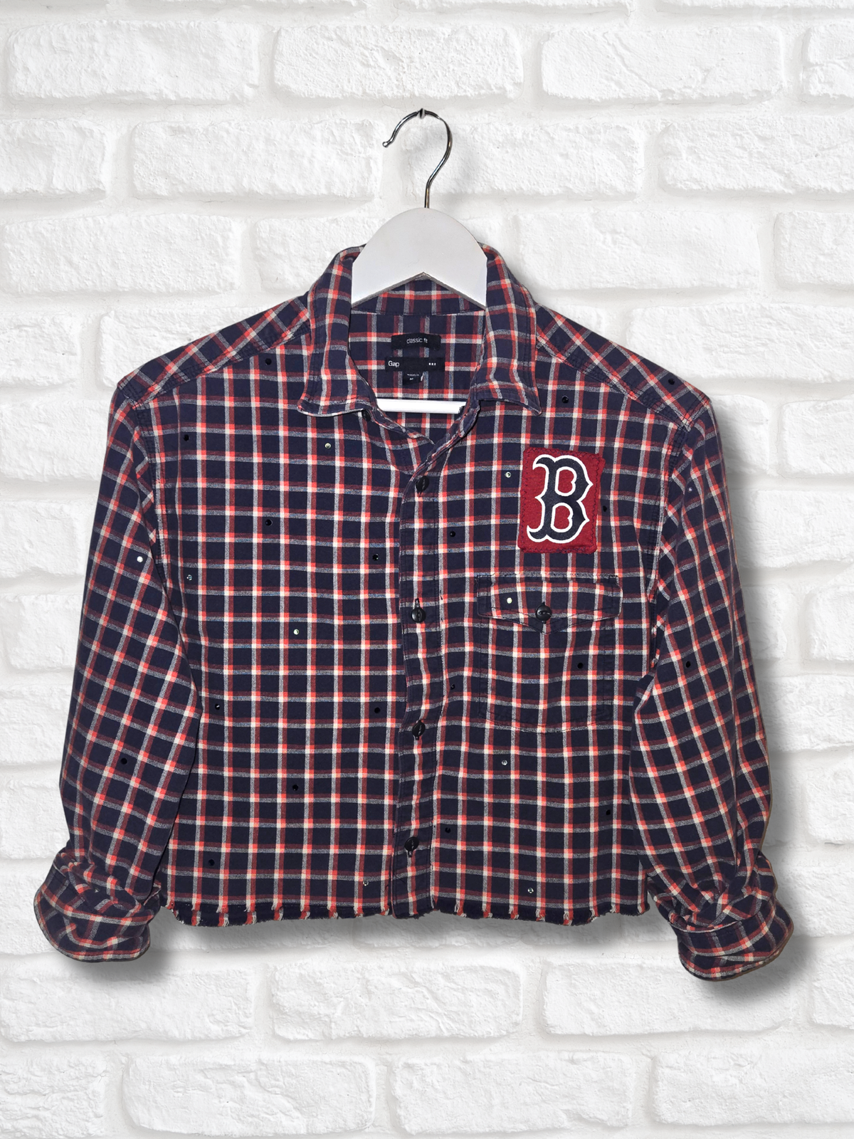 Boston Red Sox Crop Flannel- Medium
