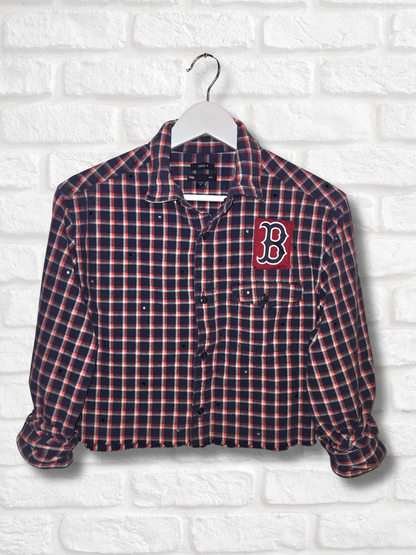 Boston Red Sox Crop Flannel- Medium