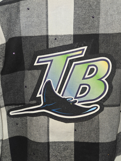 Tampa Bay Rays Rhinestone Crop Flannel - Small