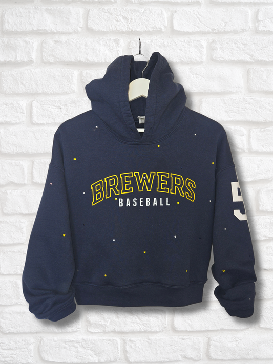Milwaukee Brewers Crop Hoodie- Large