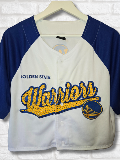 Golden State Warriors Crop Rhinestone Jersey