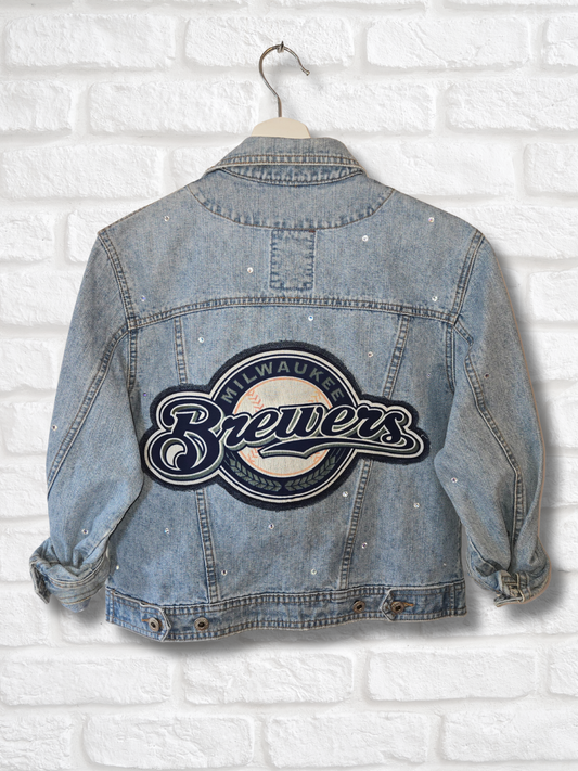 Milwaukee Brewers Crop Denim Jacket