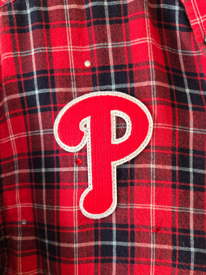Philadelphia Phillies Rhinestone Crop Flannel - Medium
