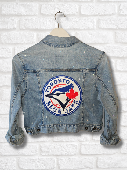 Toronto Blue Jays Crop Denim Jacket - Small